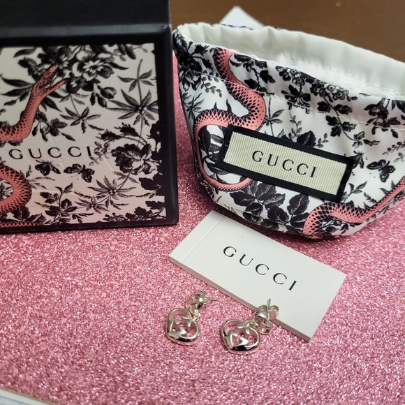 Gucci Britt Love Heart Earrings | Sterling Silver | NWT - Picture 3 of 9